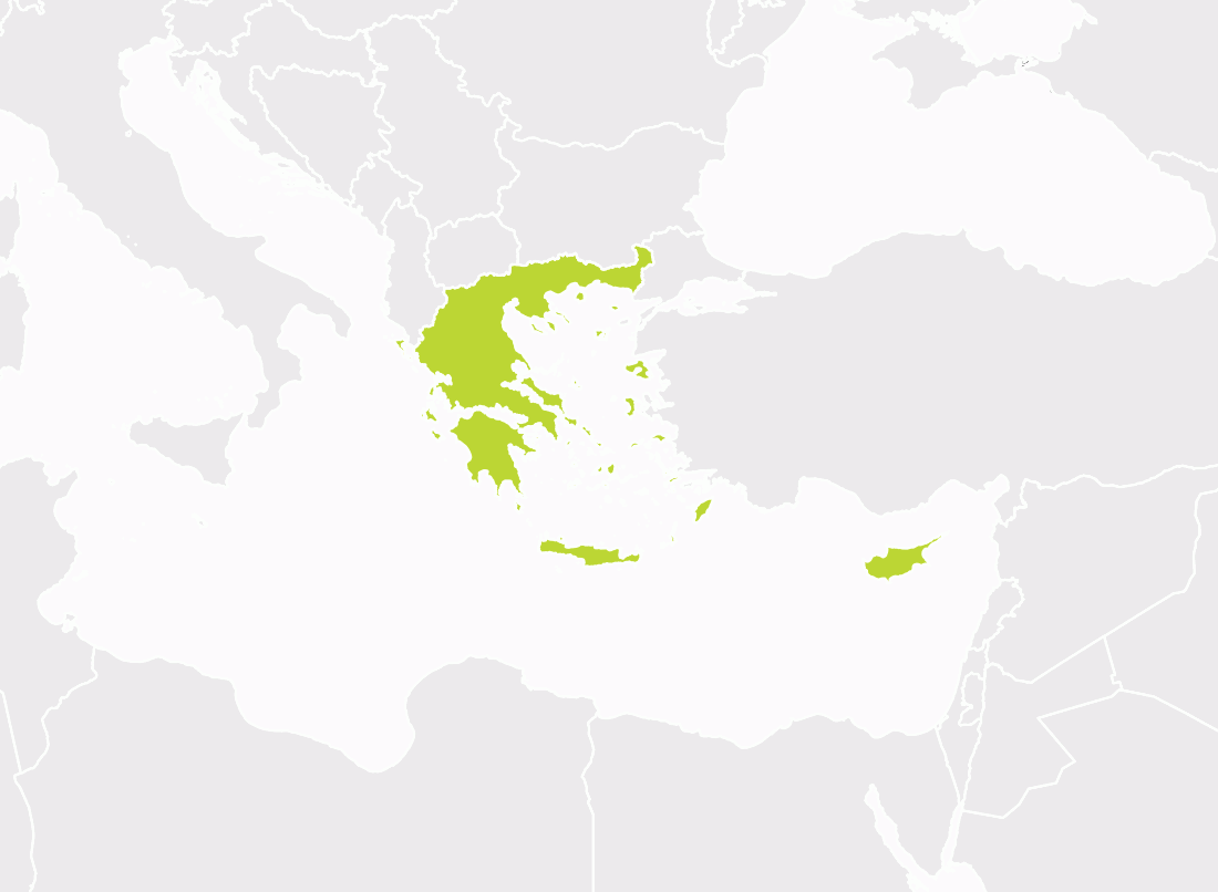 Map of Greece and Cyprus